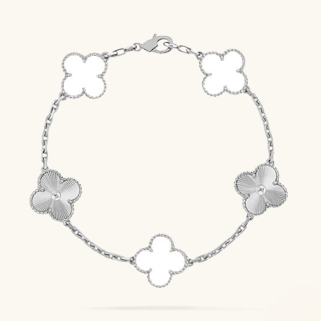 KLEEBLATT | Weiß/Silber Armband