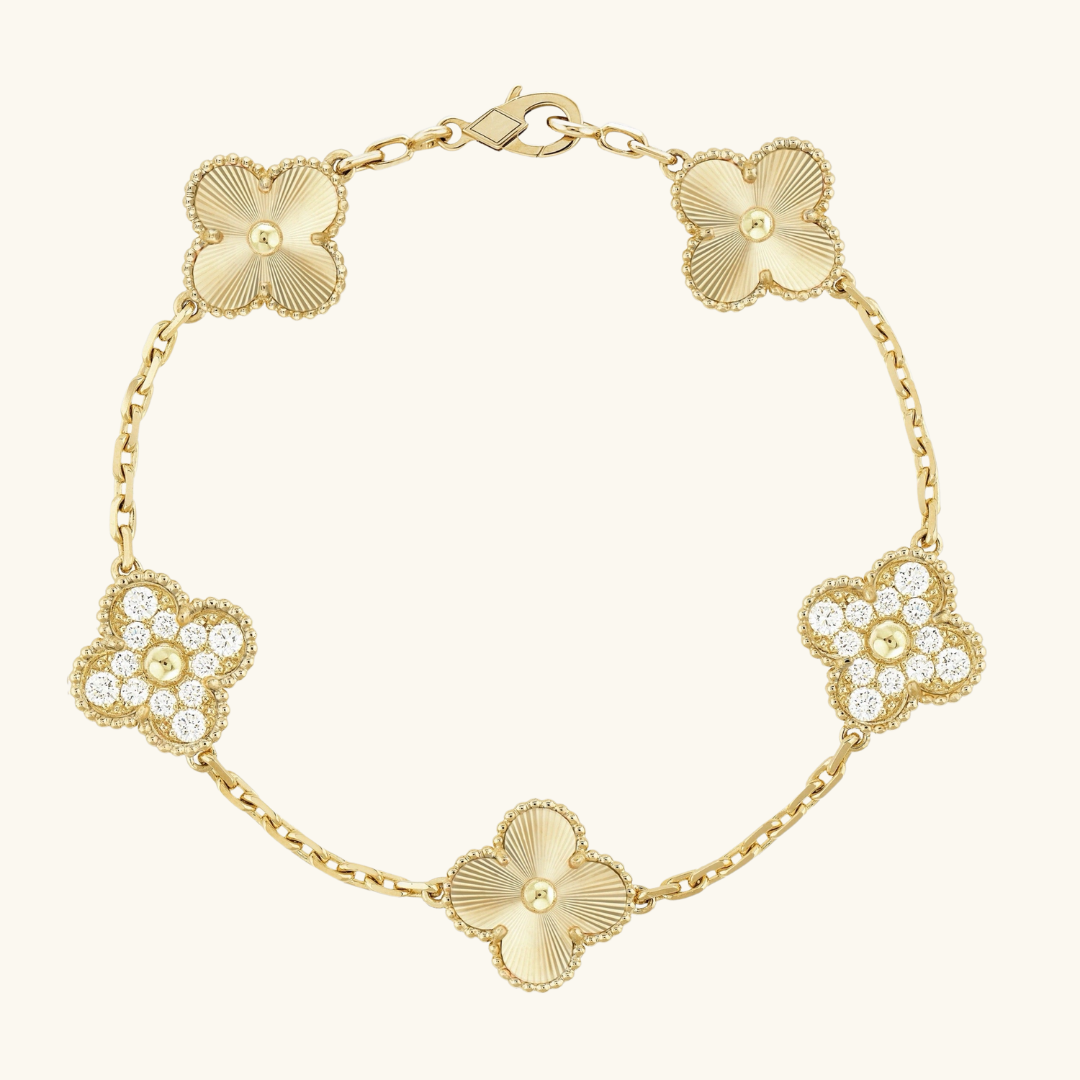 KLEEBLATT | Golden Guilloché Armband Prestige