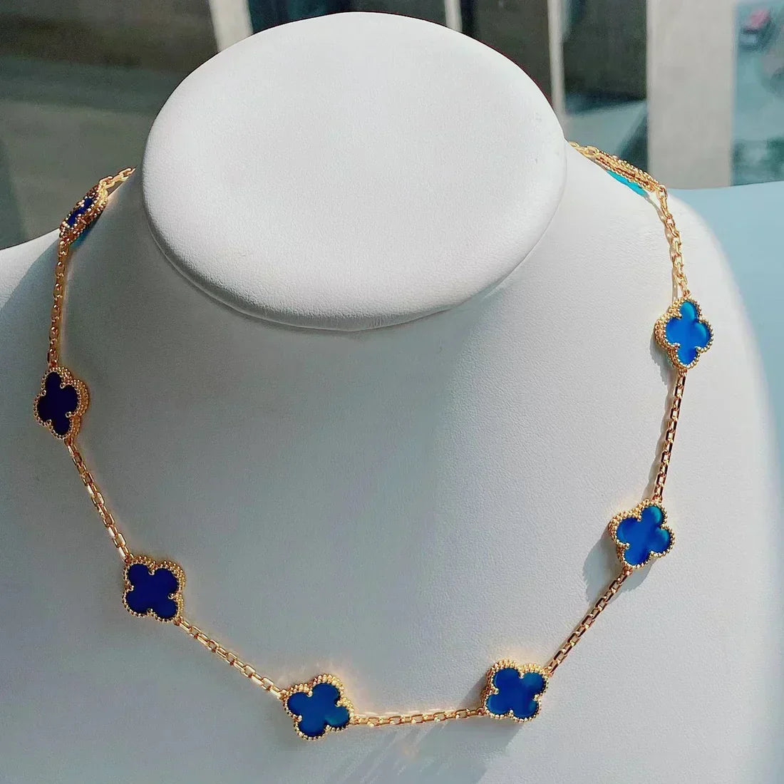 KLEEBLATT | 10 Motive Blau Halskette