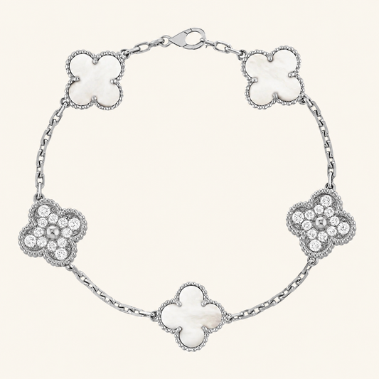 KLEEBLATT | Silber/Weiß Armband Prestige