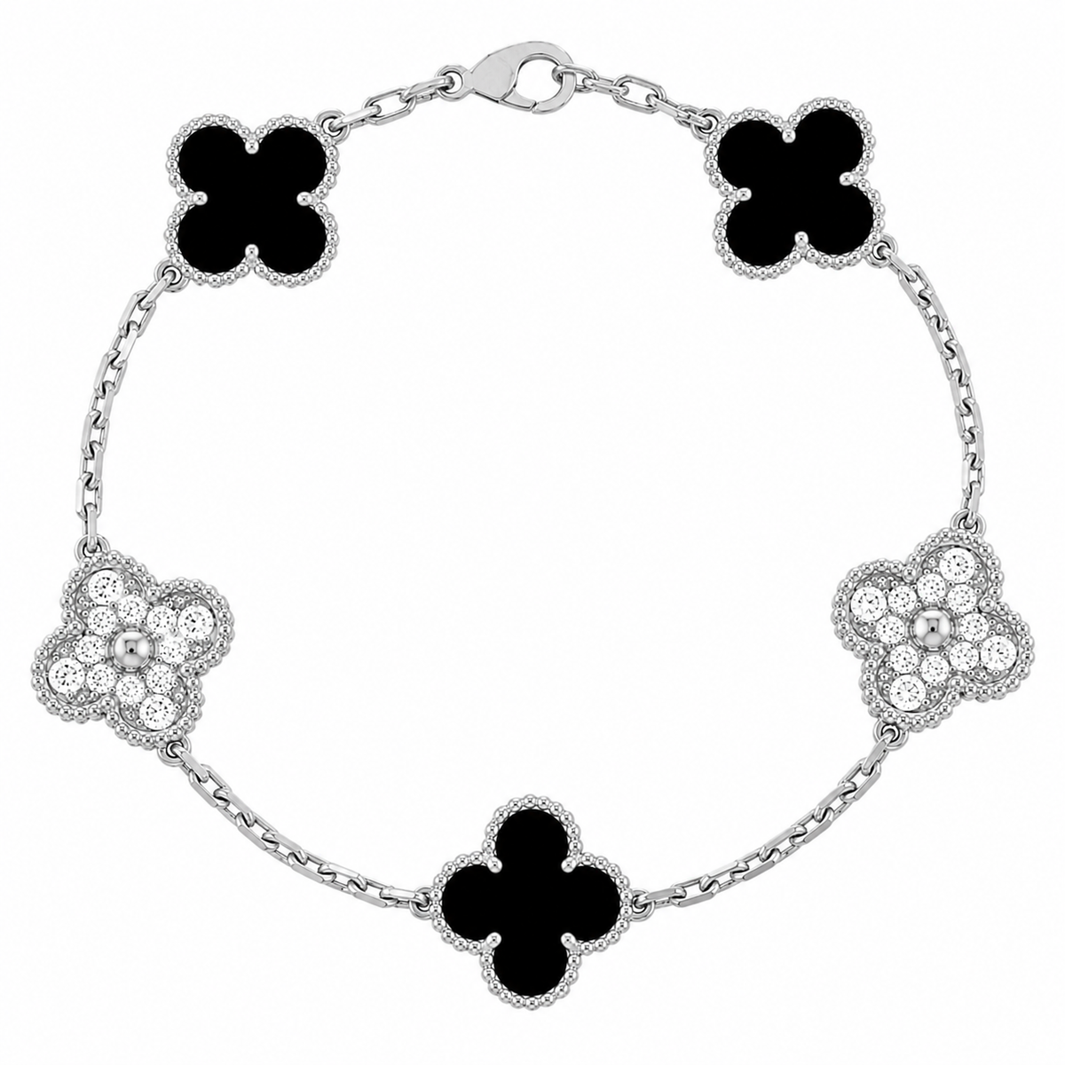 KLEEBLATT | Schwarzes/Silbernes Prestige-Armband