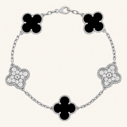 KLEEBLATT | Schwarzes/Silbernes Prestige-Armband