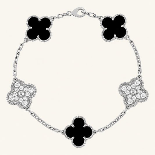 KLEEBLATT | Schwarzes/Silbernes Prestige-Armband