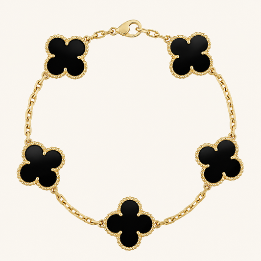 KLEEBLATT | Schwarz/Gold Armband