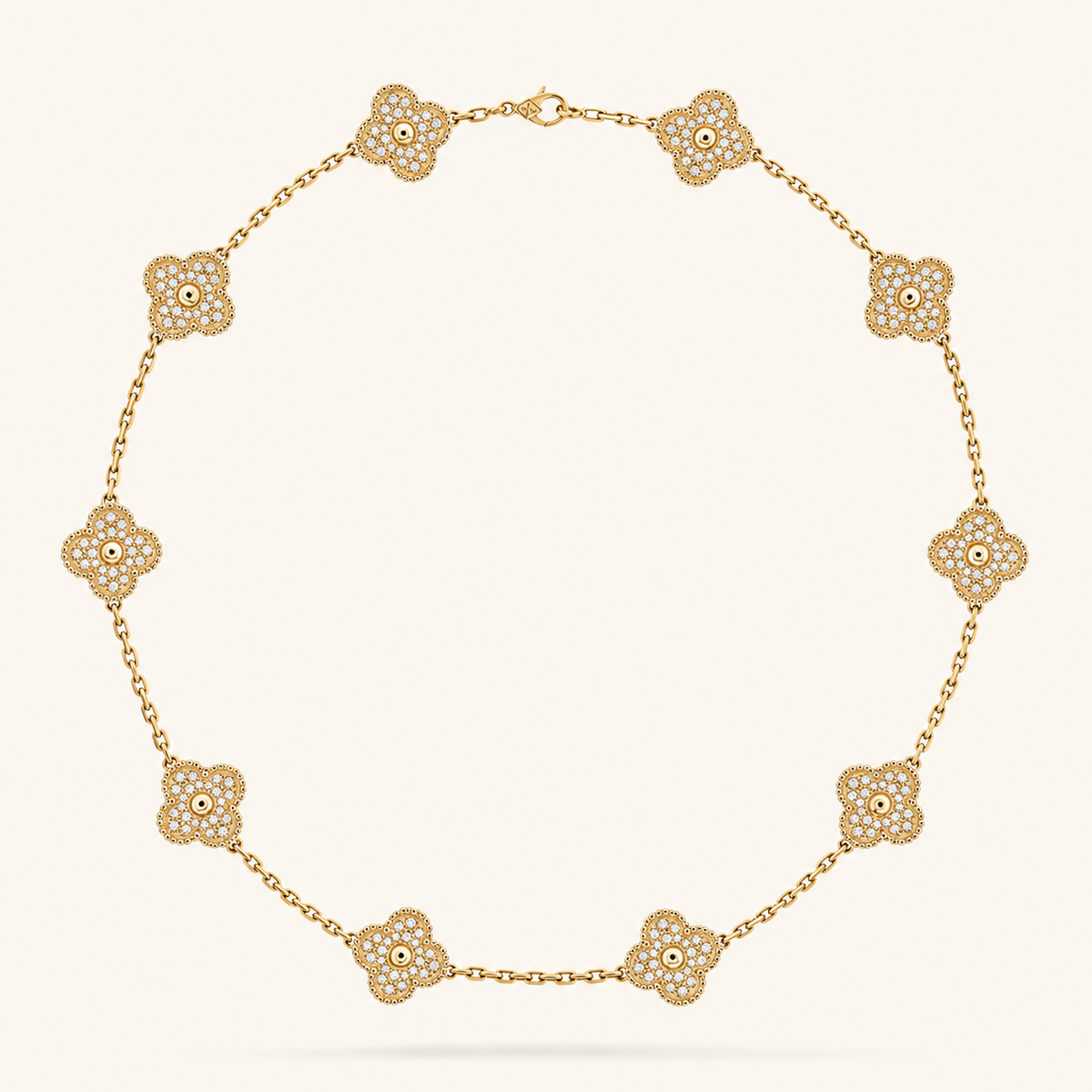 KLEEBLATT | 10 Motive Goldkette mit funkelnden Kleeblatt-Details