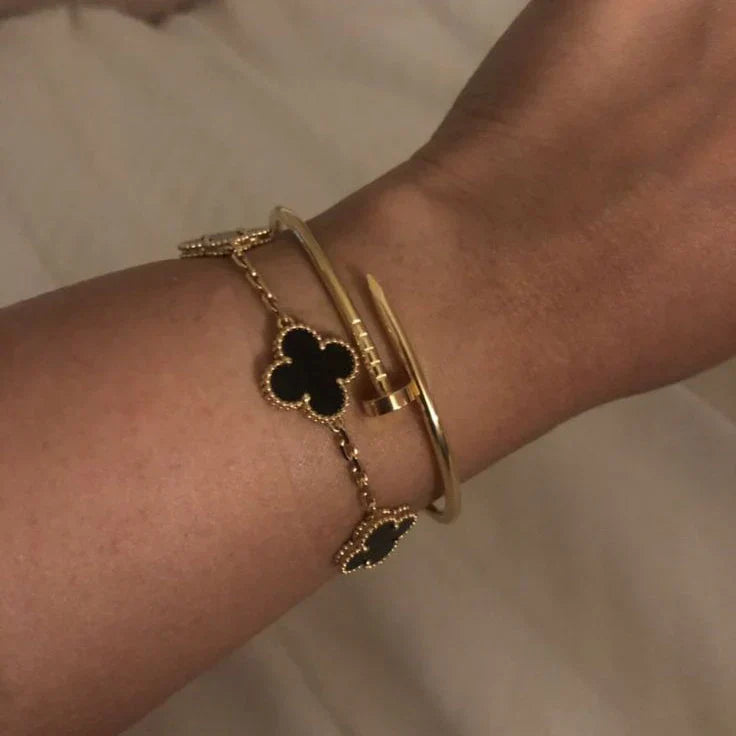 KLEEBLATT | Schwarz/Gold Armband