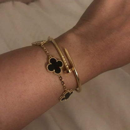 KLEEBLATT | Schwarz/Gold Armband
