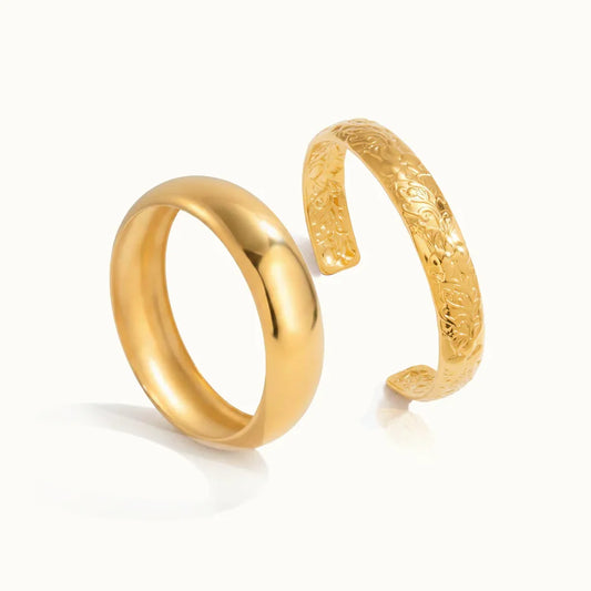 Vana Skulptiertes Armreifen-Duo